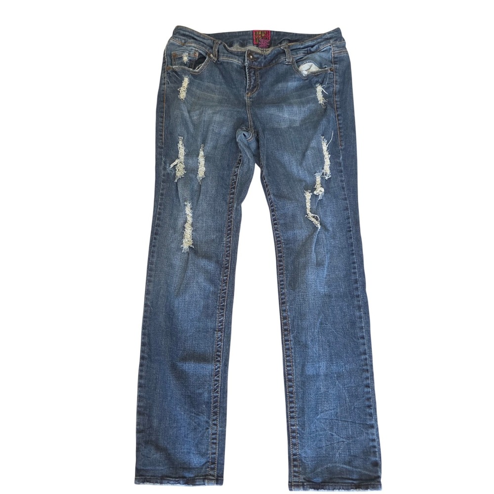 Torrid Denim Distressed Straight Leg Jeans Blue Medium Wash Womens Size 16